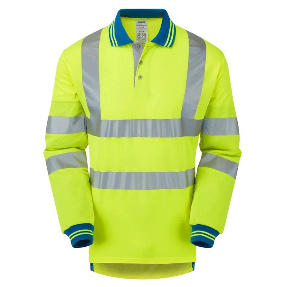 PULSAR P458 Hi-Vis Yellow Long Sleeved Polo Shirt