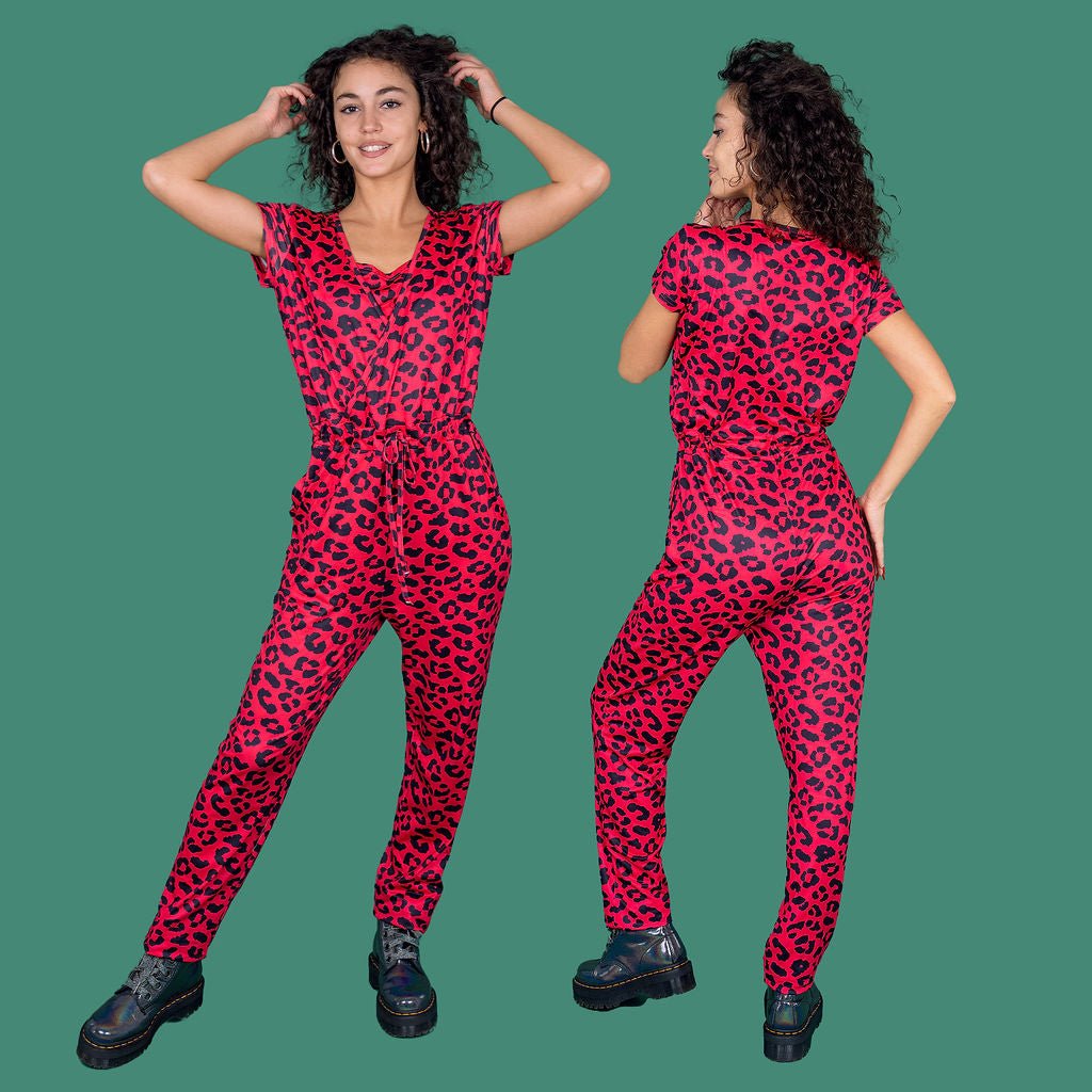 The Breastfeeding Jumpsuit - Red Leopard