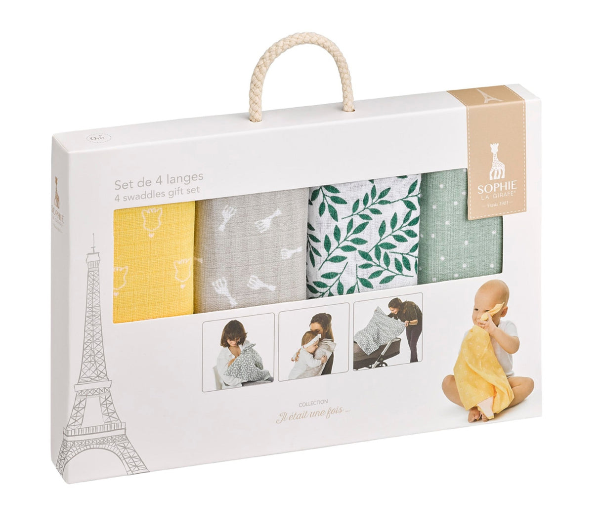Sophie la girafe® - 4 Coloured Swaddles