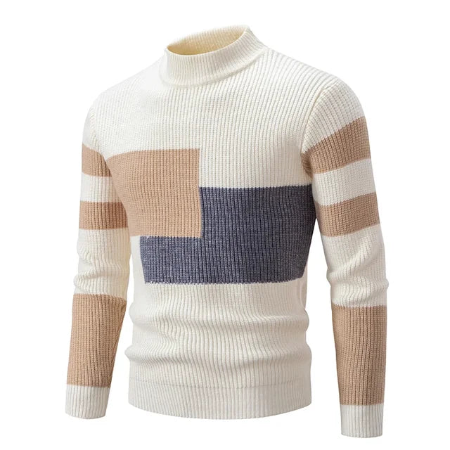 Men's New Autumn and Winter Casual Warm Neck Sweater Knit Pullover Tops Man Clothes