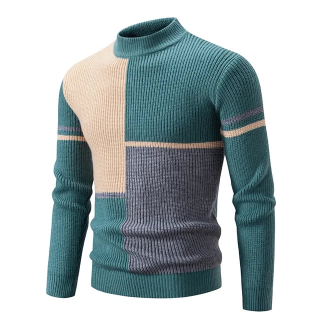 Men's New Autumn and Winter Casual Warm Neck Sweater Knit Pullover Tops Man Clothes
