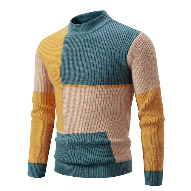 Men's New Autumn and Winter Casual Warm Neck Sweater Knit Pullover Tops Man Clothes