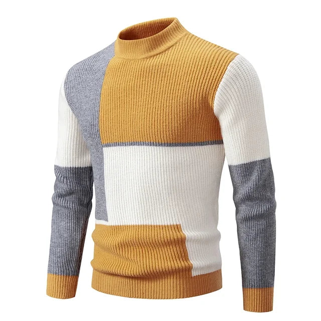 Men's New Autumn and Winter Casual Warm Neck Sweater Knit Pullover Tops Man Clothes