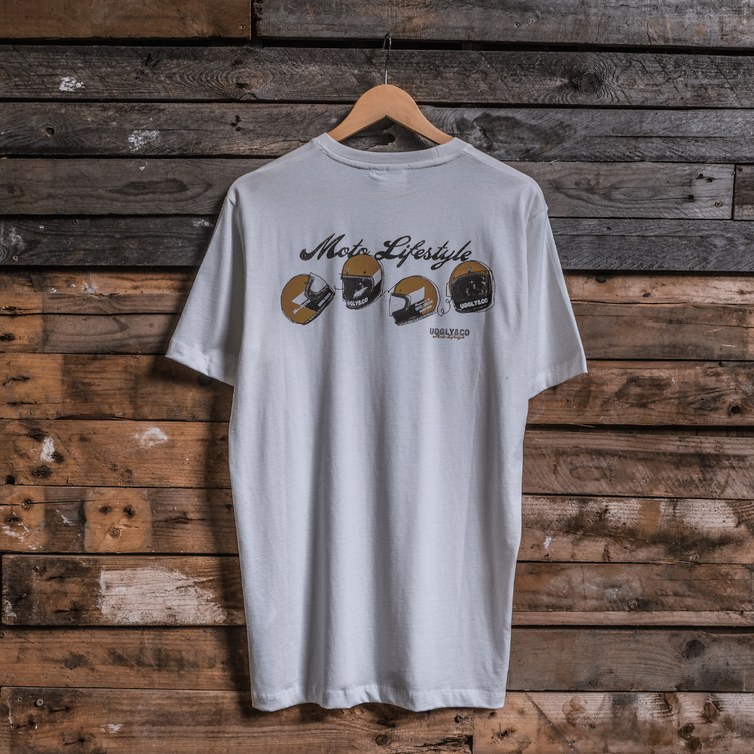 White U&C Helmet Tee