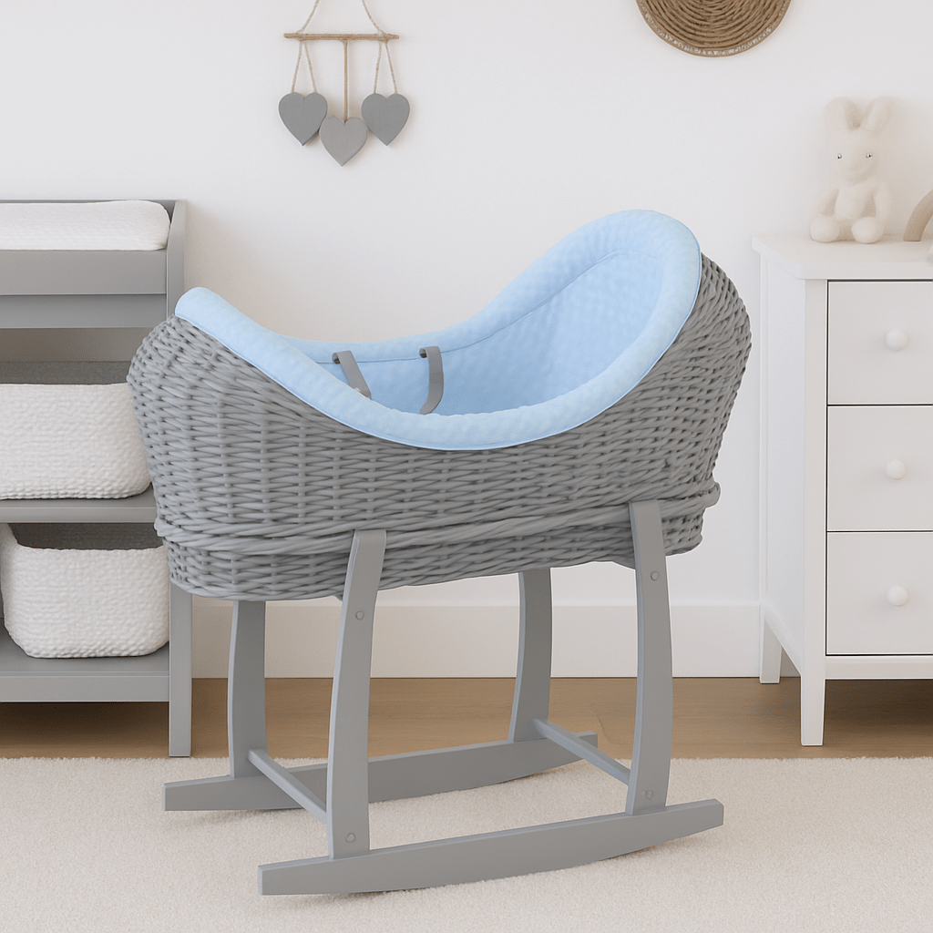 Wicker Deluxe Pod Baby Moses Basket With Stand