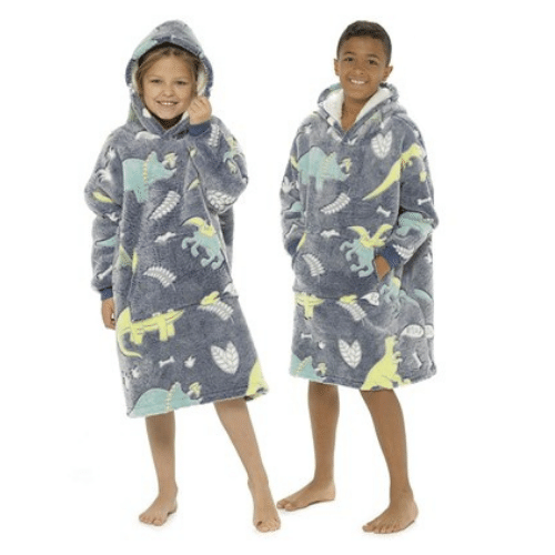FB16 GLOW IN THE DARK DINO HOODED BLANKET 6-8 YEARS