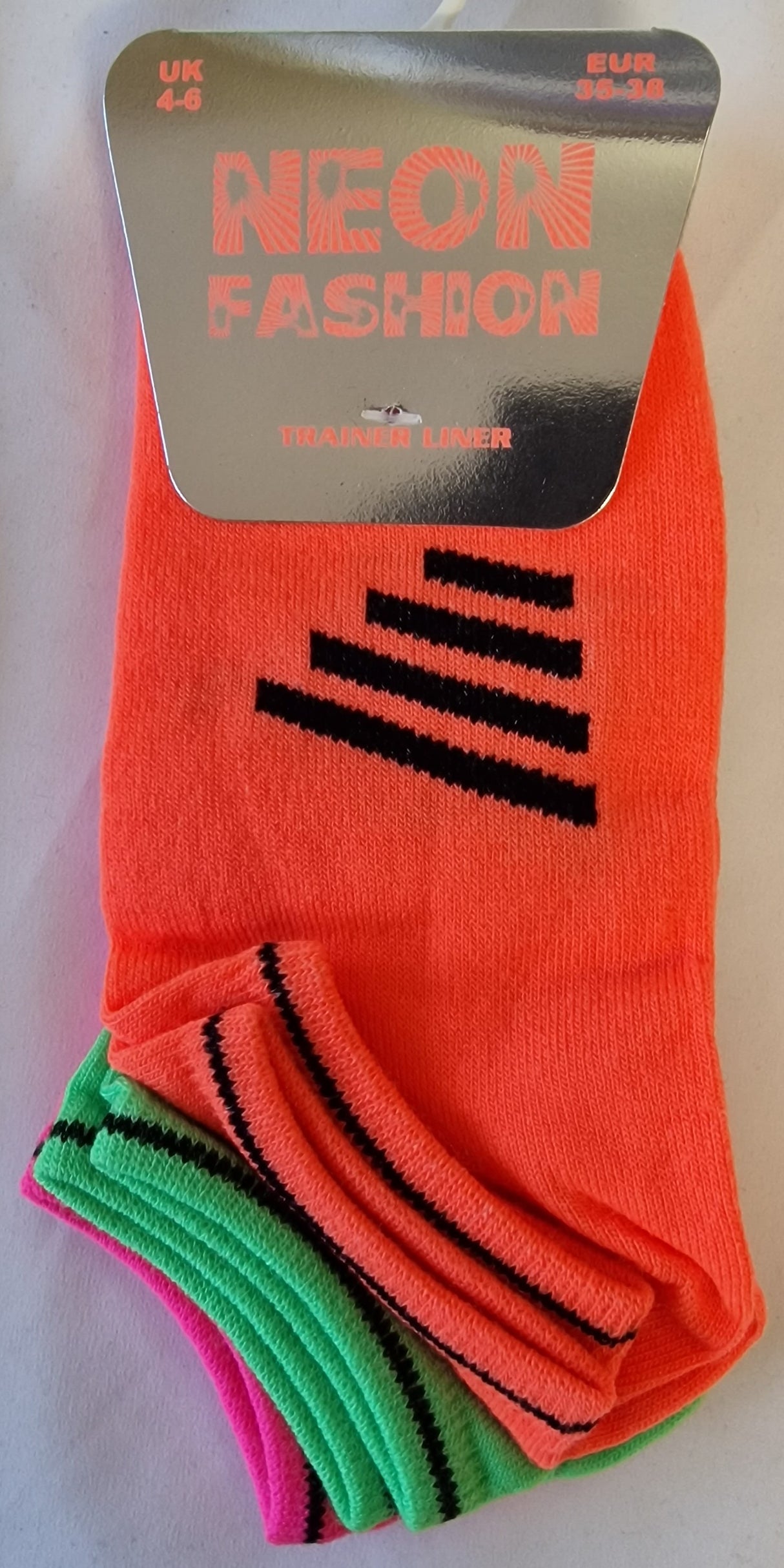 SO13 BLACK STRIPE NEON 3PK UK 4-5