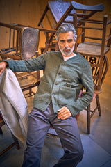 Fleming V-Neck Shacket - Olive Casentino Wool