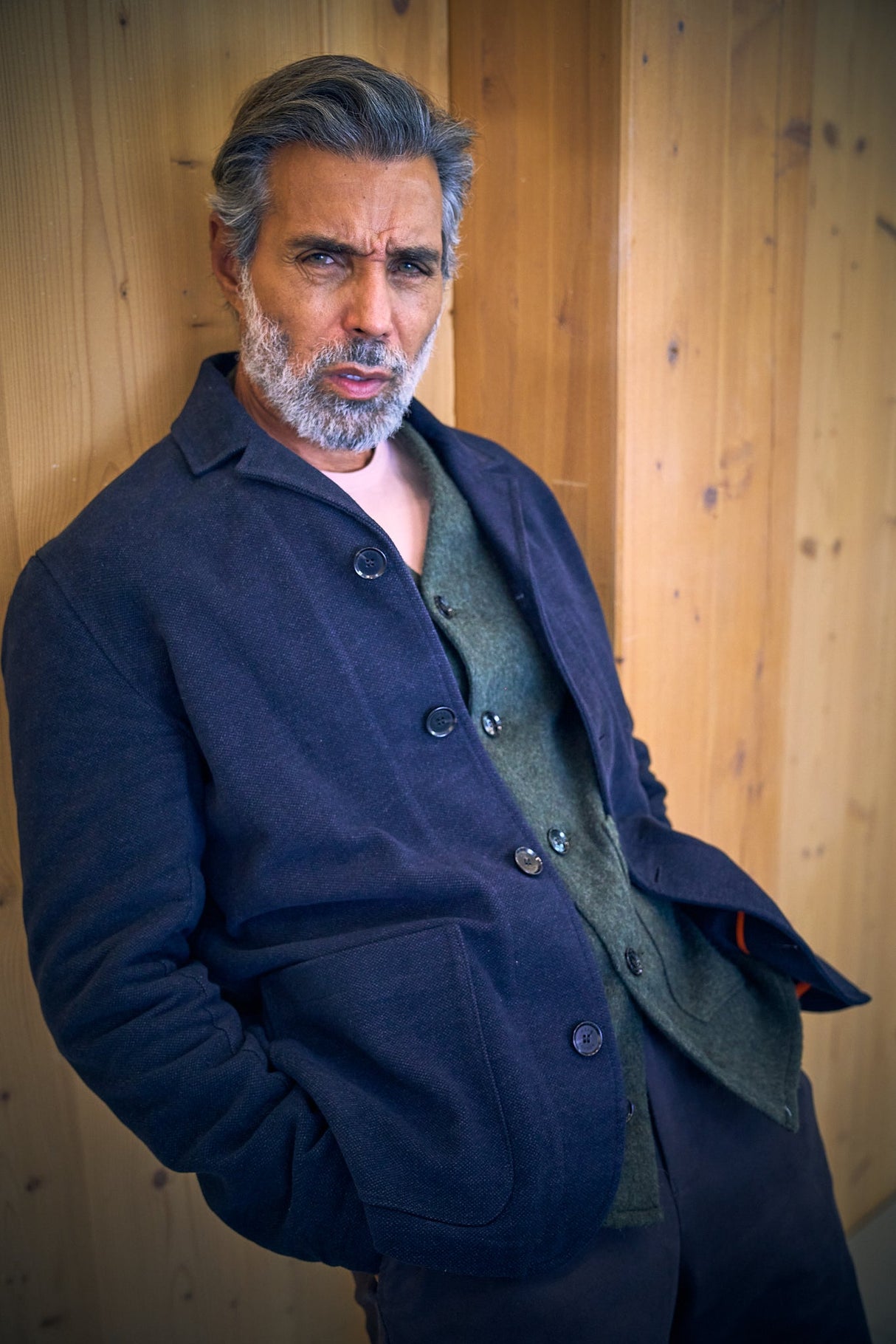 Fleming V-Neck Shacket - Olive Casentino Wool