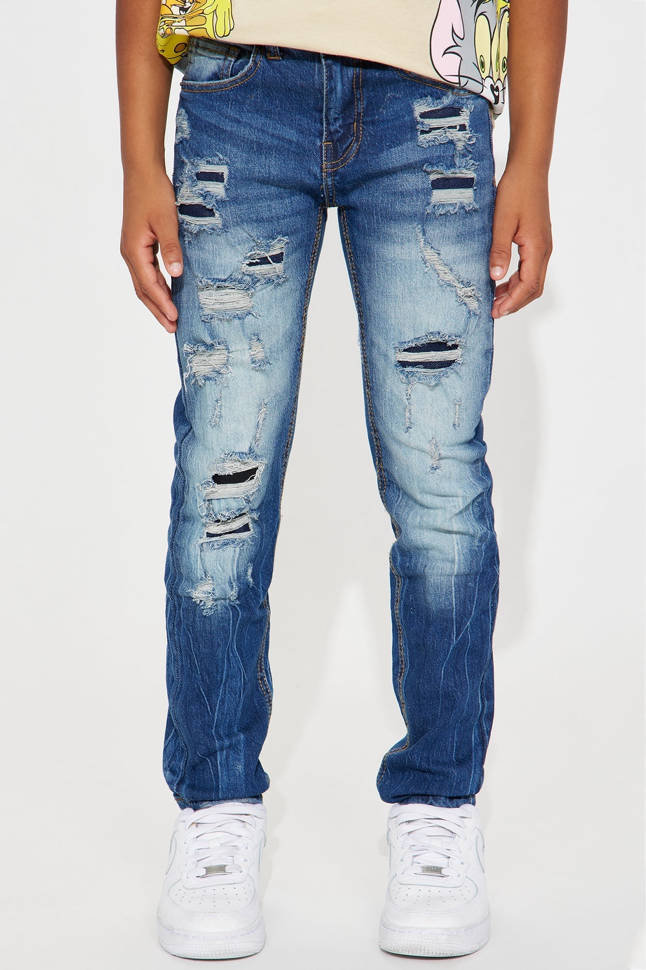 Mini Rip And Repair Stretch Boys Jeans II - Indigo