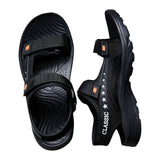 Men's Alphabet And Stars Graphic Print Open Toe Sandals With Hook & Loop Fastener