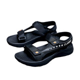 Men's Alphabet And Stars Graphic Print Open Toe Sandals With Hook & Loop Fastener