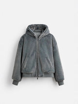 Men's Double-Sided Faux Leather Hooded Bomber Jacket