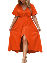 Plus Size Surplice Flutter Sleeve Dress