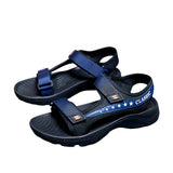 Men's Alphabet And Stars Graphic Print Open Toe Sandals With Hook & Loop Fastener