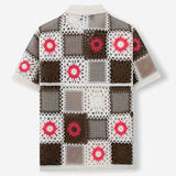Men’s Retro Ethnic Style Crochet Hollow Bandage Shirt.