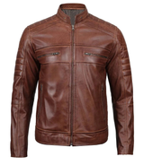 Men's Cafe Racer Leather Jacket | Brown