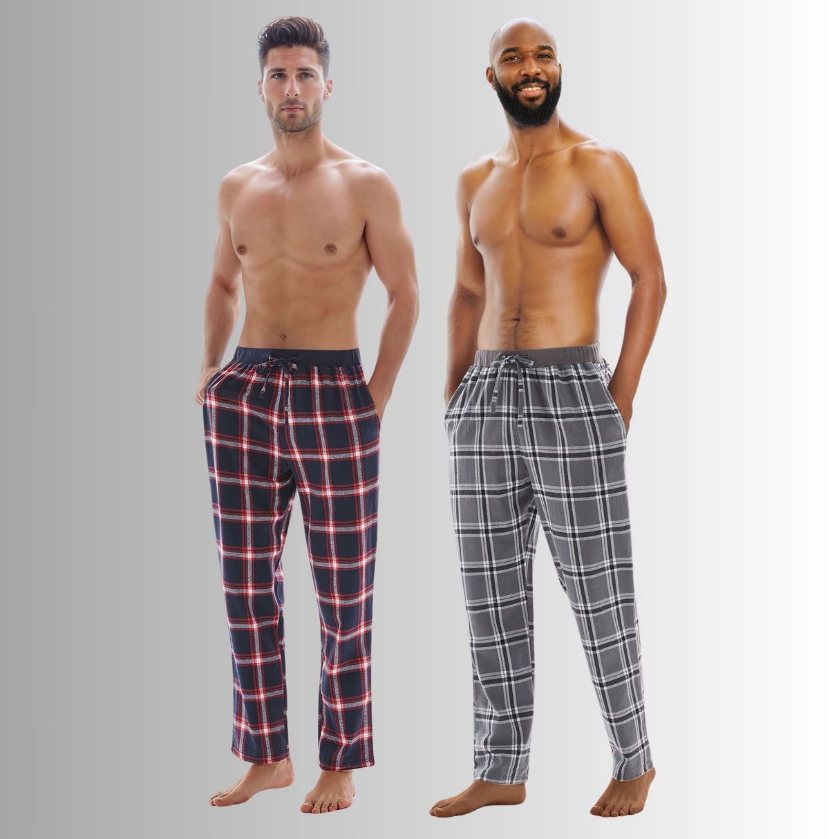 Men's Lightweight Cotton Flannel Pyjama Bottoms - Pack of 2