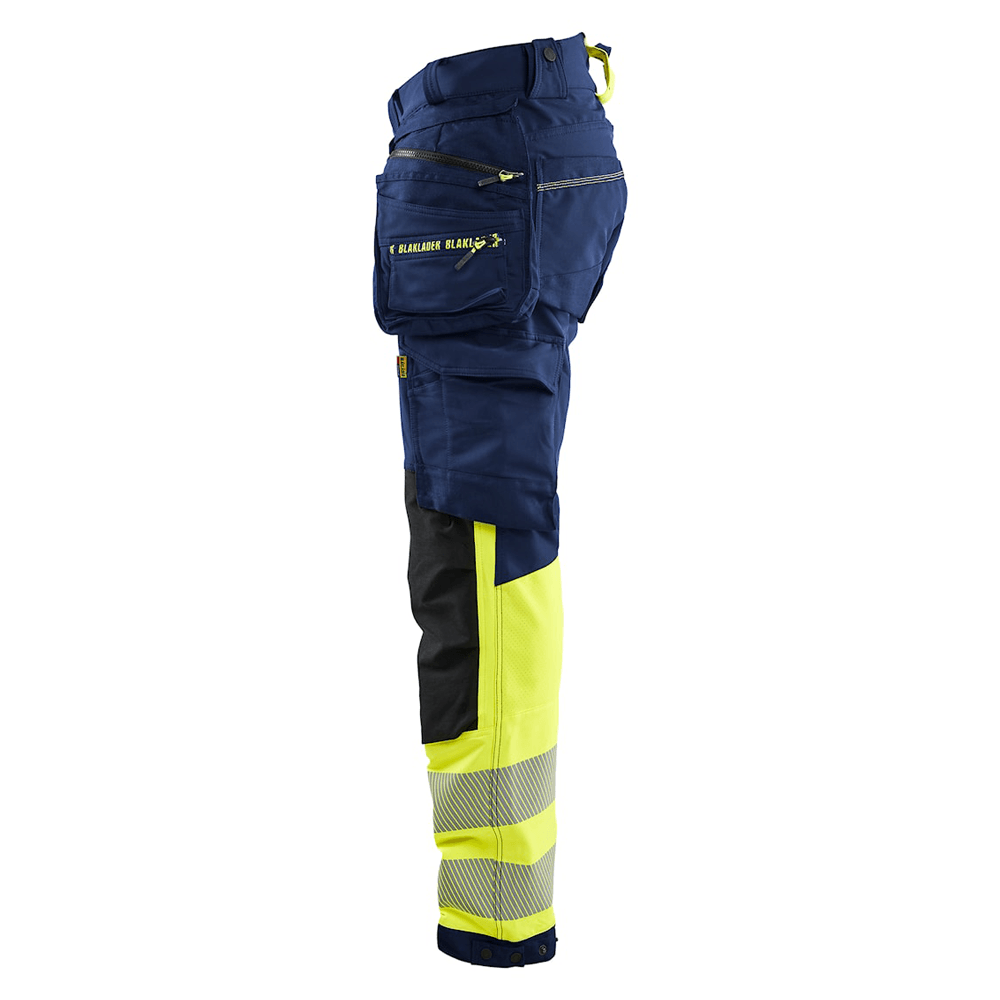 Blaklader 1125 Hi-Vis 4-Way Stretch Kneepad Trousers Navy/Yellow