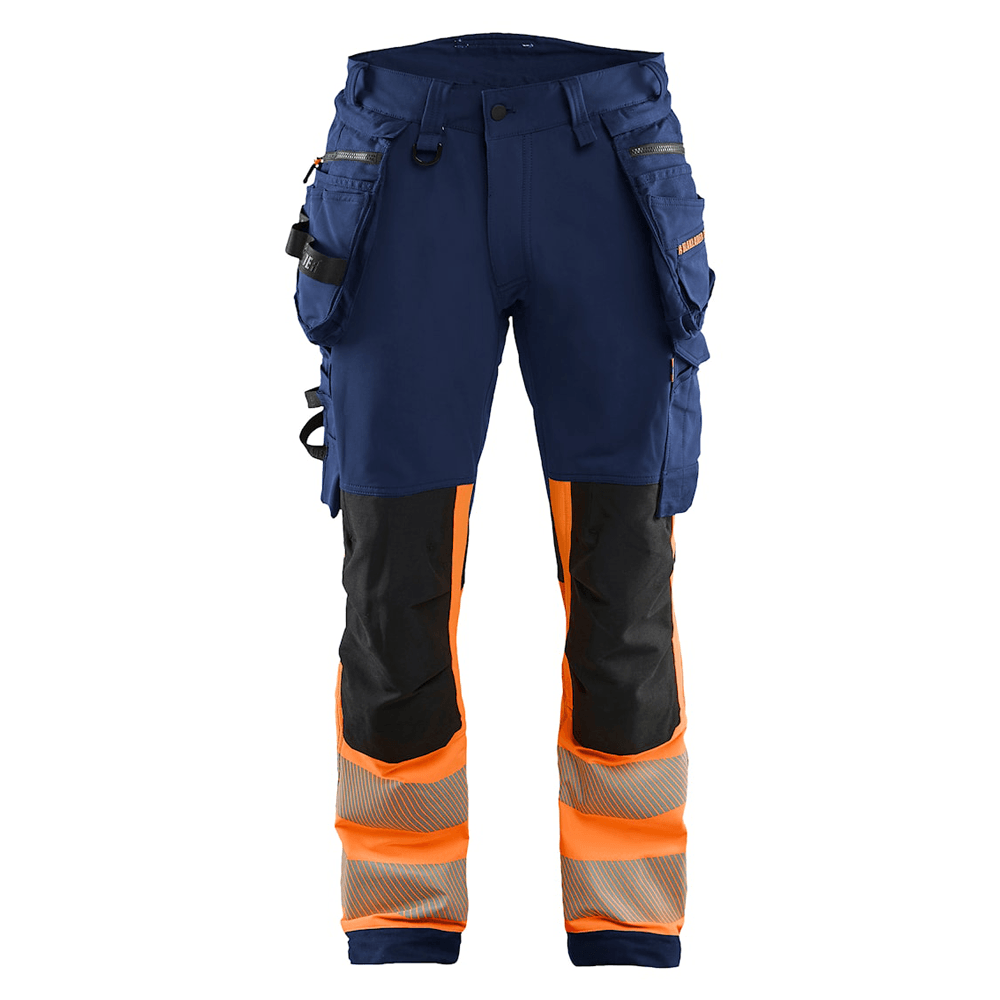 Blaklader 1125 Hi-Vis 4-Way Stretch Kneepad Trousers Navy/Orange