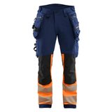 Blaklader 1125 Hi-Vis 4-Way Stretch Kneepad Trousers Navy/Orange