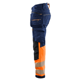 Blaklader 1125 Hi-Vis 4-Way Stretch Kneepad Trousers Navy/Orange