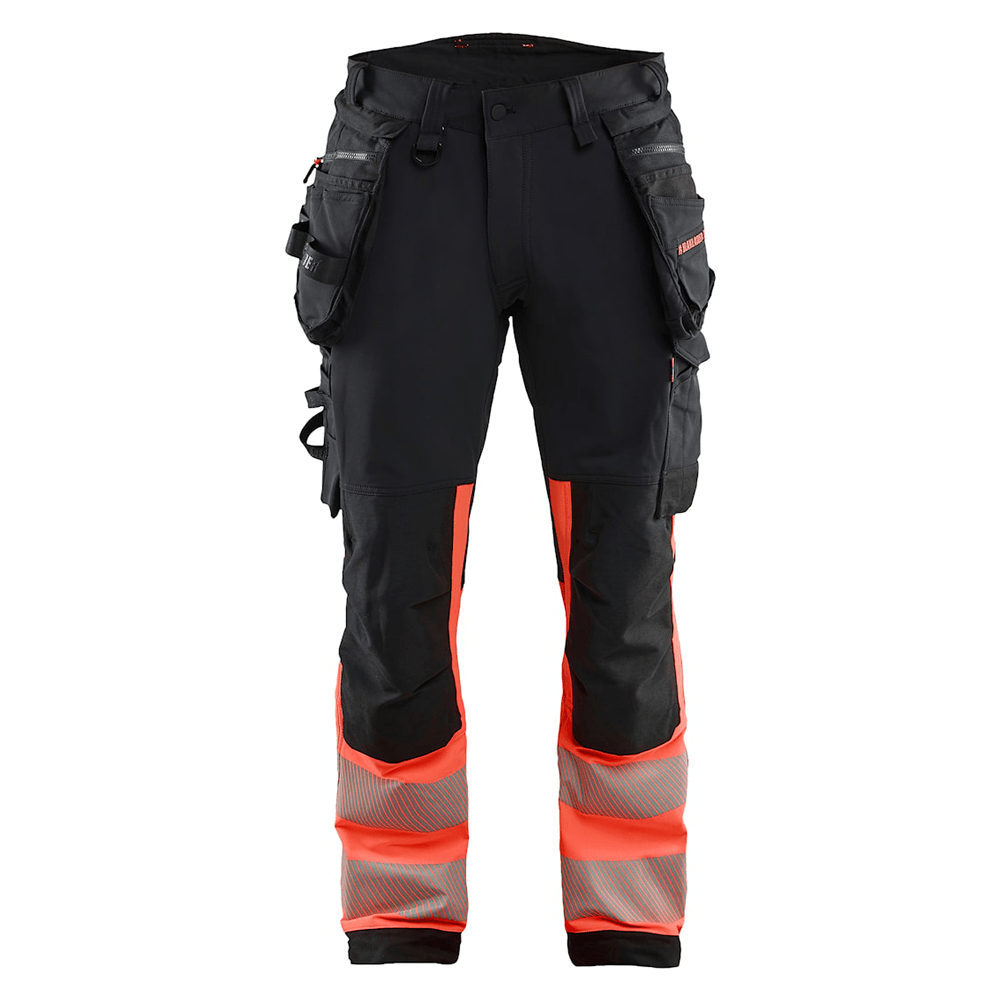 Blaklader 1125 Hi-Vis 4-Way Stretch Kneepad Trousers Black/Red