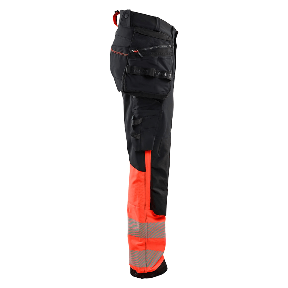Blaklader 1125 Hi-Vis 4-Way Stretch Kneepad Trousers Black/Red