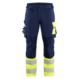 Blaklader 1126 Hi-Vis 4-Way Stretch Kneepad Trousers Navy/Yellow