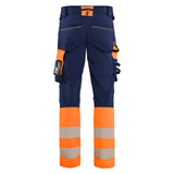 Blaklader 1126 Hi-Vis 4-Way Stretch Kneepad Trousers Navy/Orange