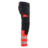 Blaklader 1126 Hi-Vis 4-Way Stretch Kneepad Trousers Black/Red