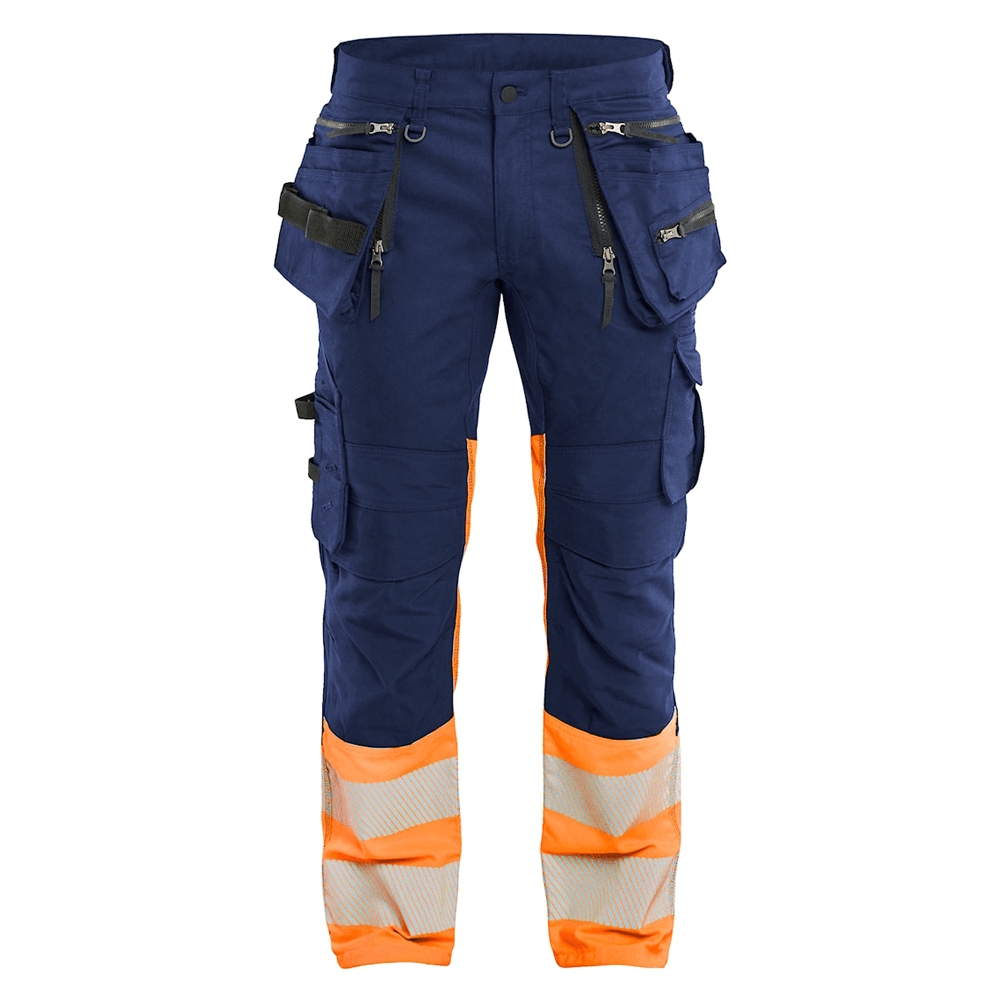 Blaklader 1130 Hi-Vis Stretch Kneepad Trousers Navy/Orange
