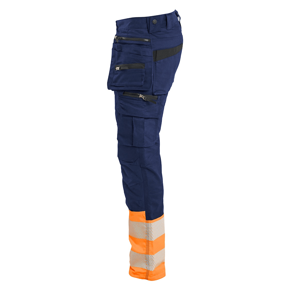 Blaklader 1130 Hi-Vis Stretch Kneepad Trousers Navy/Orange