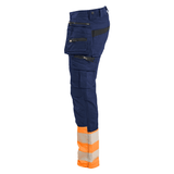 Blaklader 1130 Hi-Vis Stretch Kneepad Trousers Navy/Orange