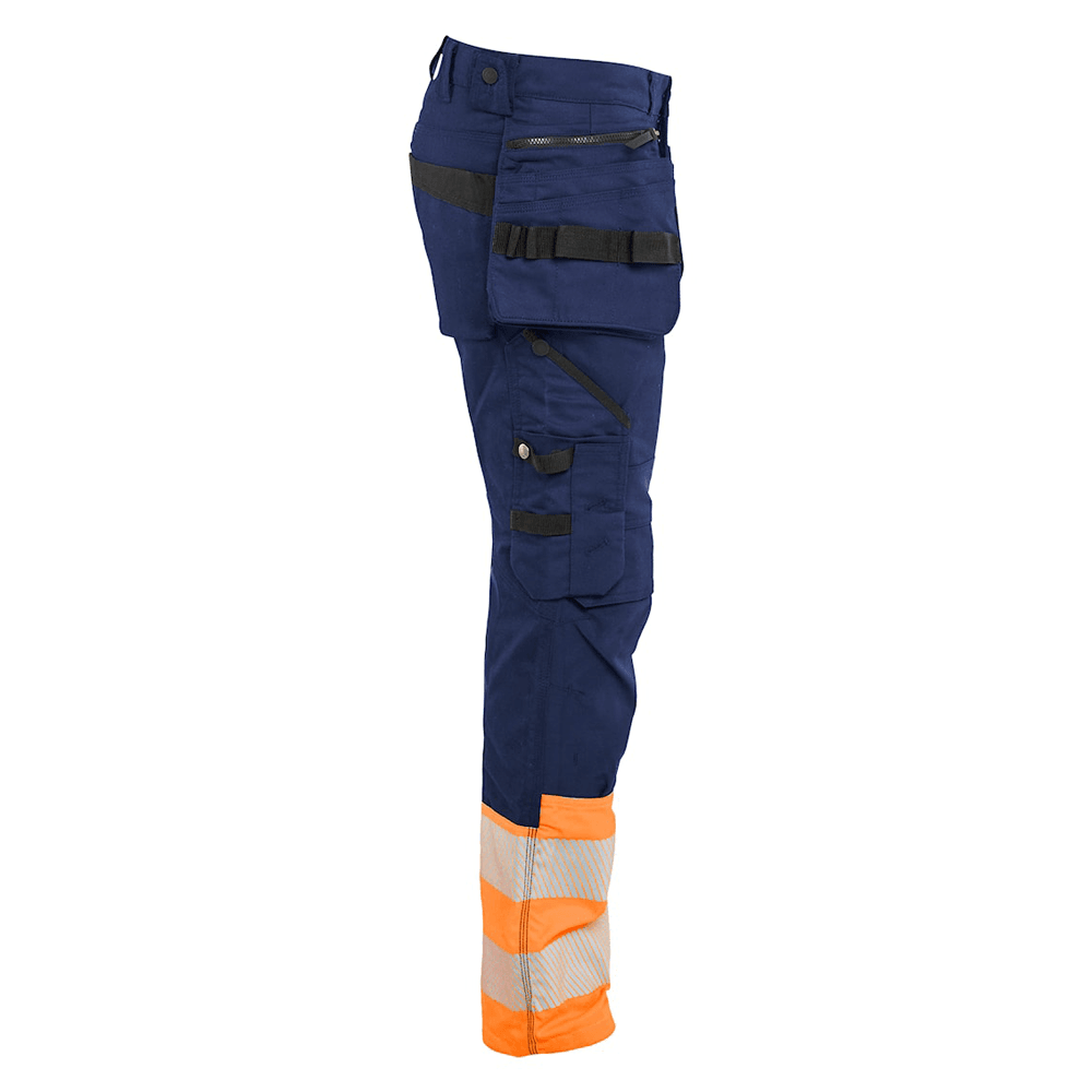 Blaklader 1130 Hi-Vis Stretch Kneepad Trousers Navy/Orange
