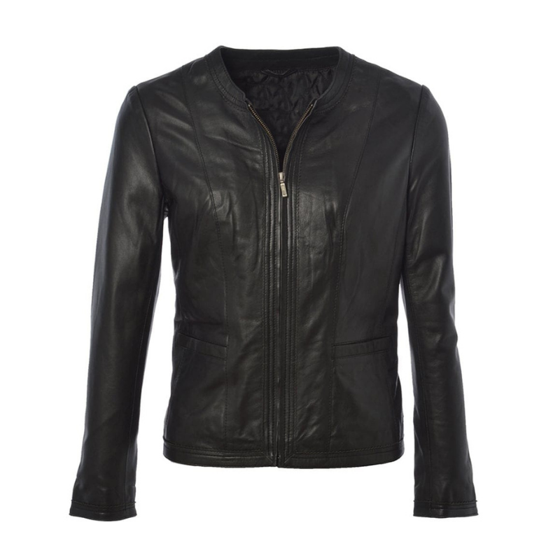 Women Motorcycle Leather Jacket | Black