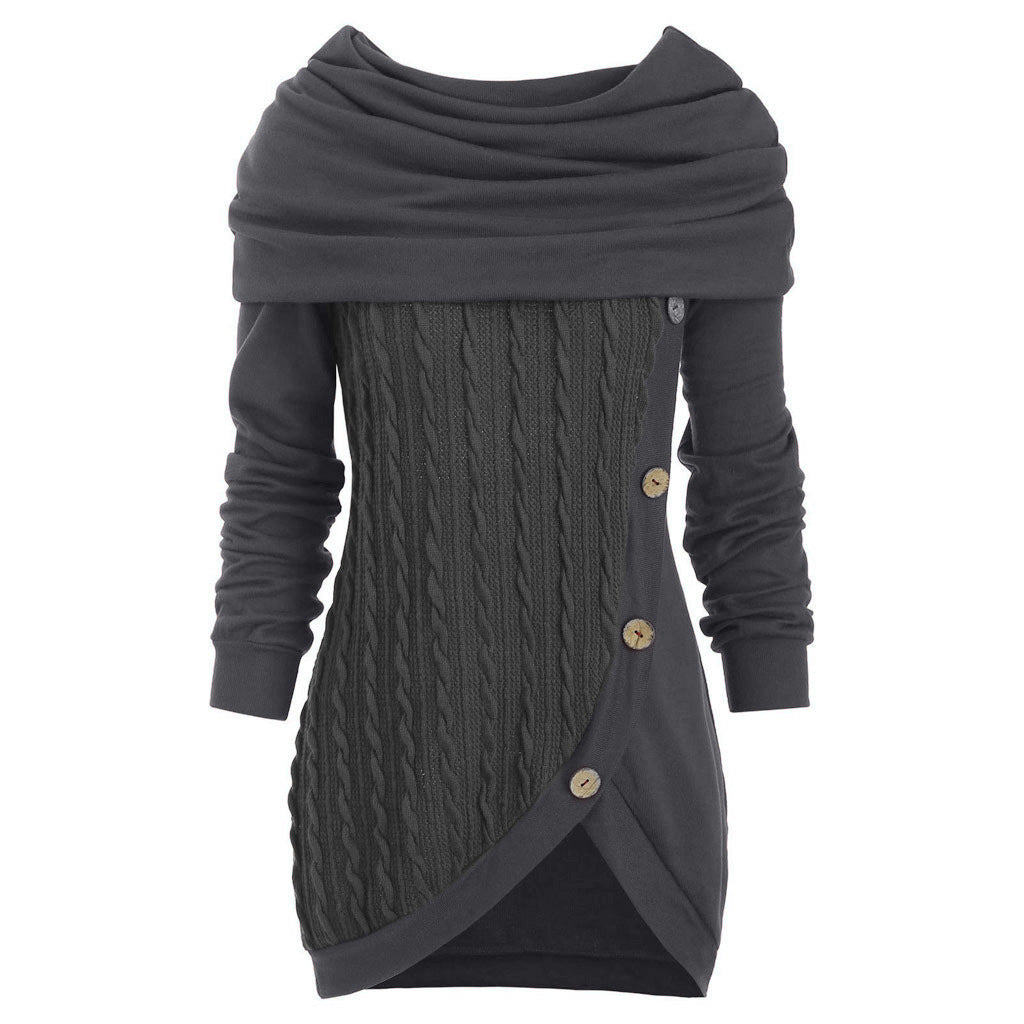 Pile pile collar hooded sweater