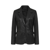 Women's Leather Blazer Coat | Black
