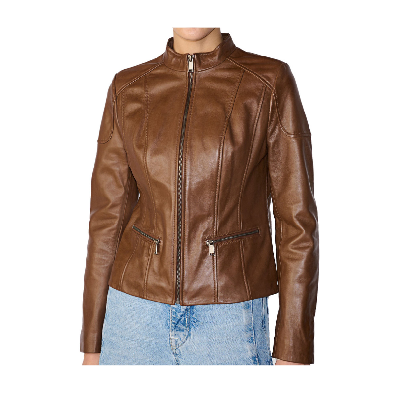 Women's Scuba Leather Jacket | Brown