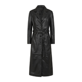 Women's Real Leather Trench Coat | Black
