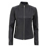 Women's Leather Jacket, Zipper Closure | Black