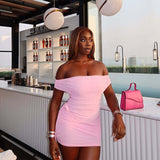 Mesh Patch Collar Solid Color Slim Fit Hip-wrapped Short Ribbon Dress