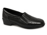 Mod Comfys LORETTA Womens Leather Wedge Loafers Black