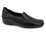 Mod Comfys KAITLIN Womens Leather Wedge Loafers Black