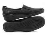 Mod Comfys KAITLIN Womens Leather Wedge Loafers Black