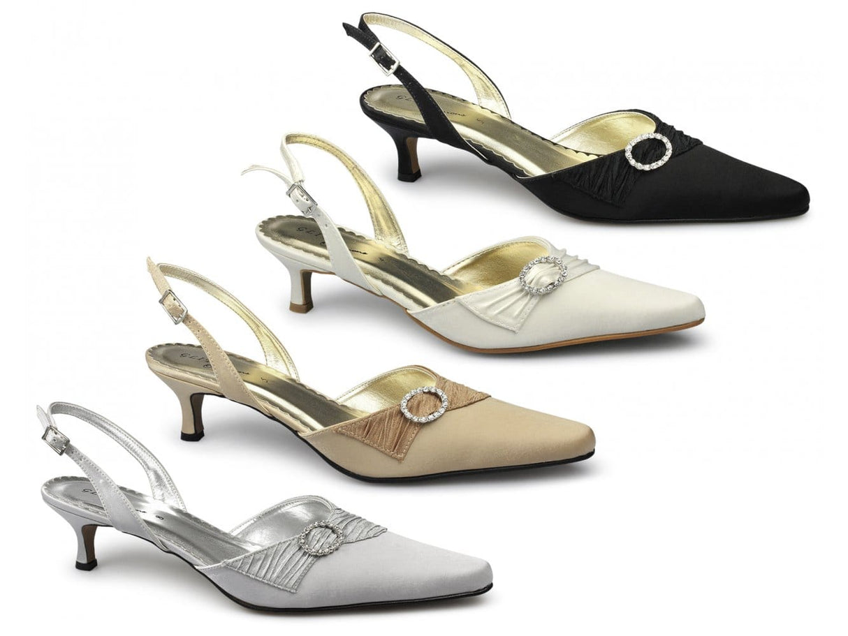 Glitz ROBERTA Womens Satin Diamante Stiletto Shoes Bronze