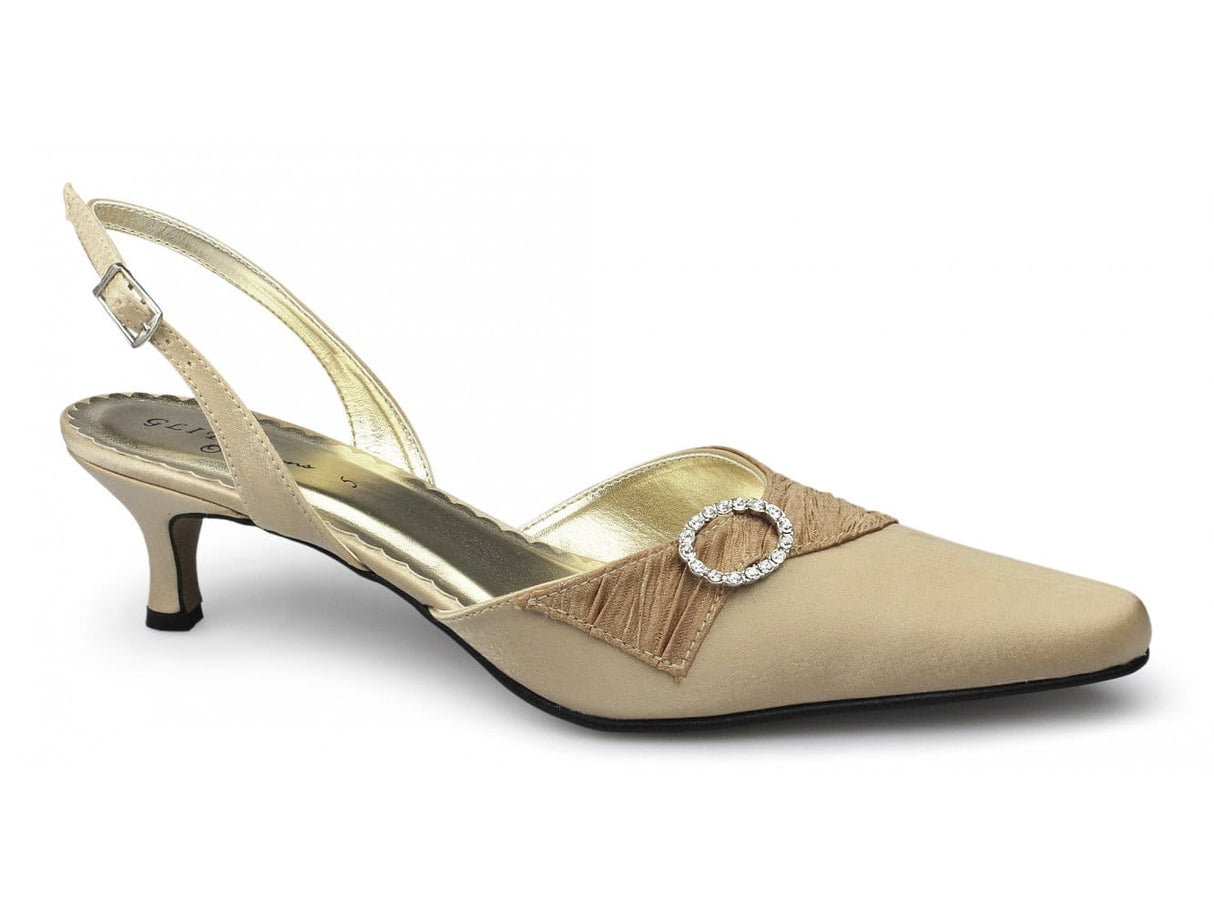 Glitz ROBERTA Womens Satin Diamante Stiletto Shoes Bronze