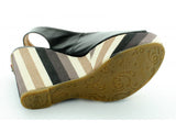 HOLY RIO 1 Womens Wedge Heel Peep Toe Sandals Black