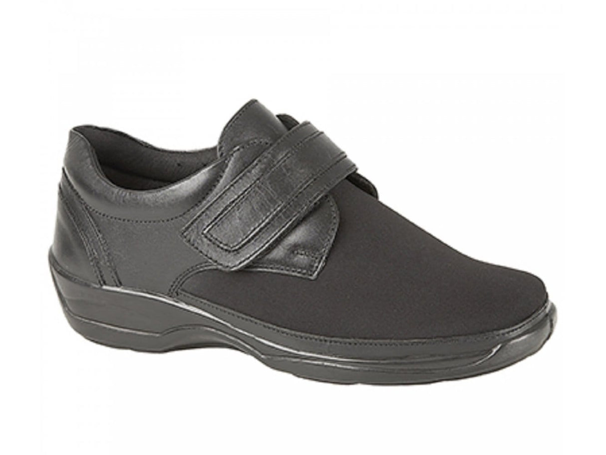 Mod Comfys ABBEY Womens Leather Velcro Wide EEE Fit Shoes Black
