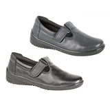Mod Comfys LINA Womens T-Bar Touch Fasten Padded Shoes Black
